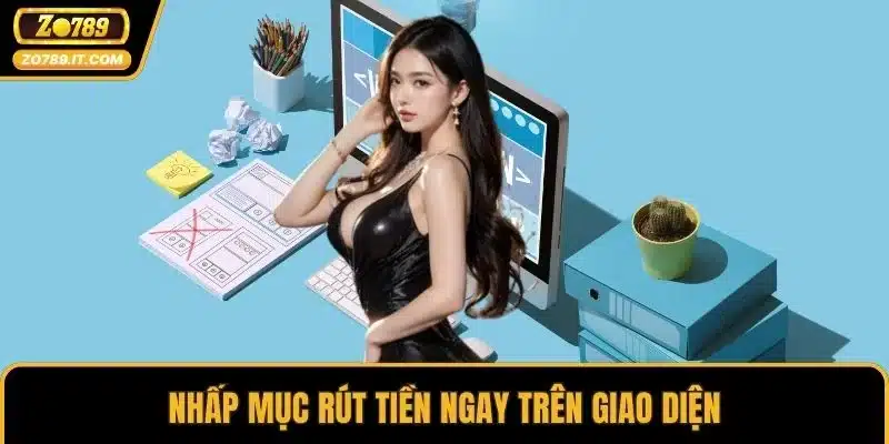 Nhấp mục rút tiền ngay trên giao diện
